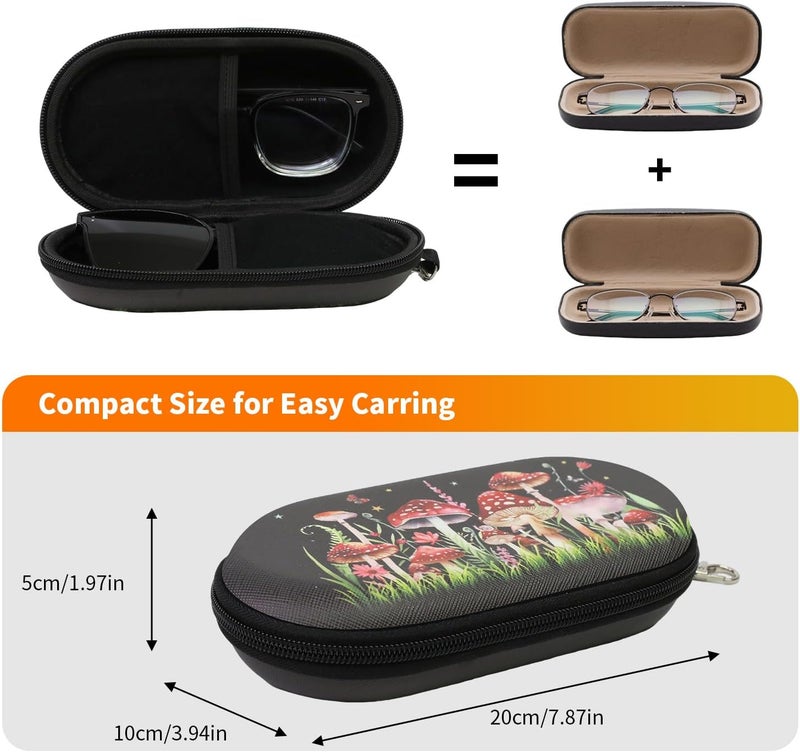 FlyingMage Store Double Eyeglasses Case, Hard Shell Dual Sunglasses Organizer with Zipper Clip Travel Glasses Storage for Women Men - Image 5